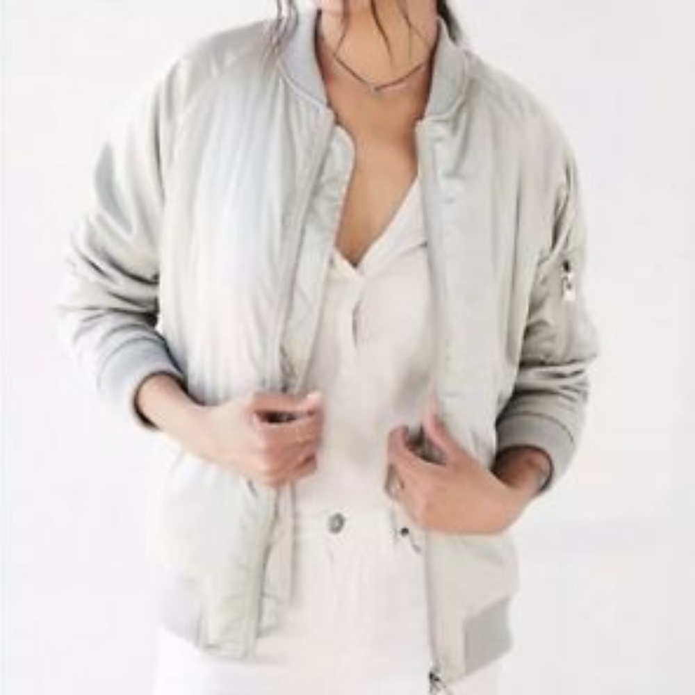 Urban Outfitters/UNIF Silver Satin Bomber Jacket